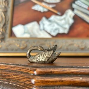vintage tiny brass swan